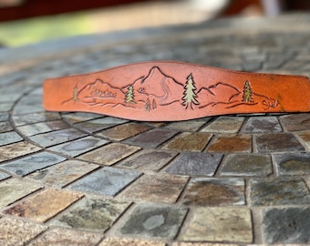 Mountains on Leather - Wristband / Bracelet