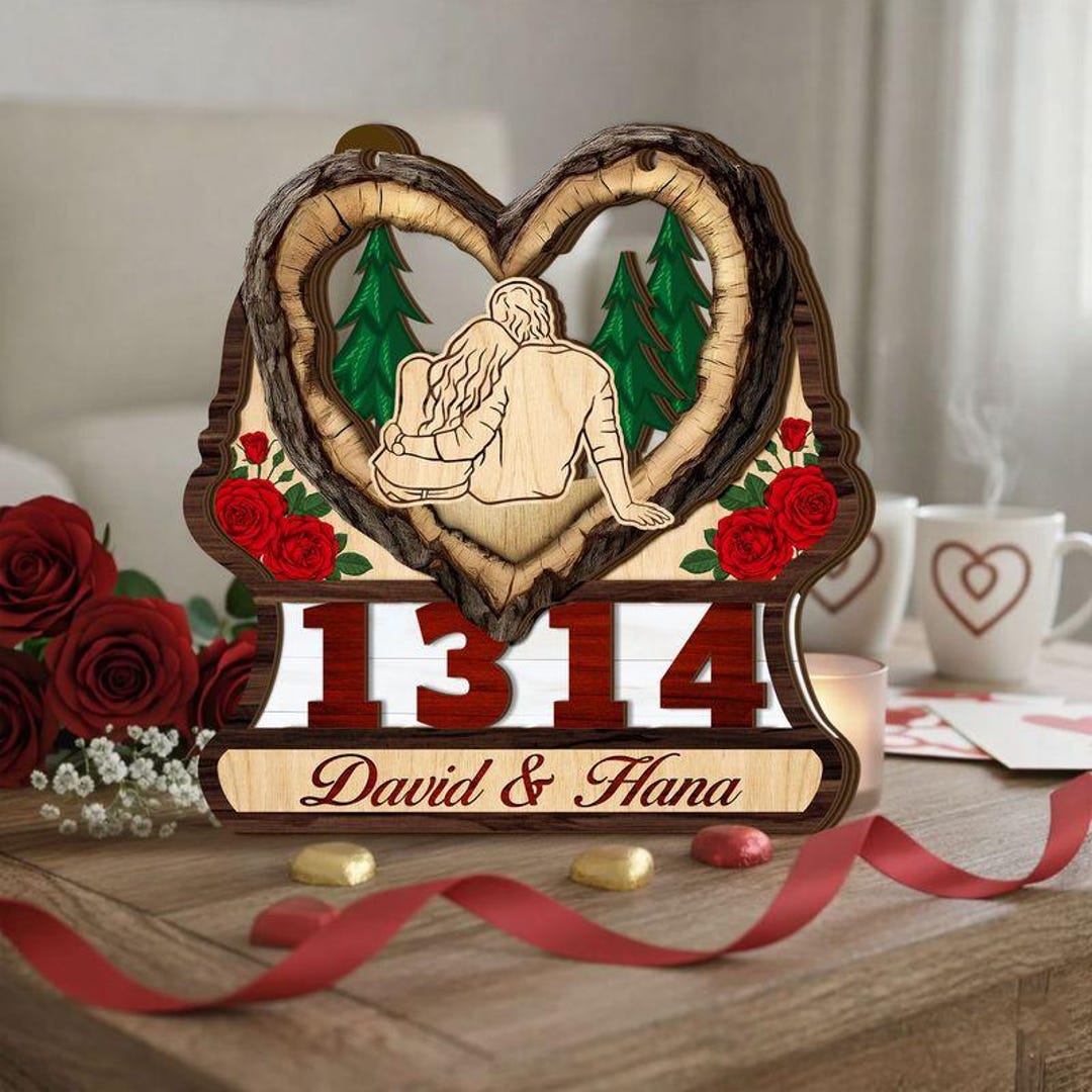 Personalized Couple Anniversary Wooden Plaque | Custom Names & Date ...
