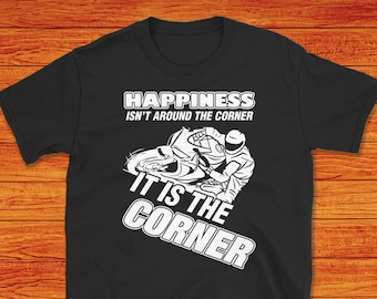 Corner Happiness Motorbike Unisex T-Shirt | Sportbike Shirt | Motorcycle Biker Dad Mom Couple Gift | Riders Lair