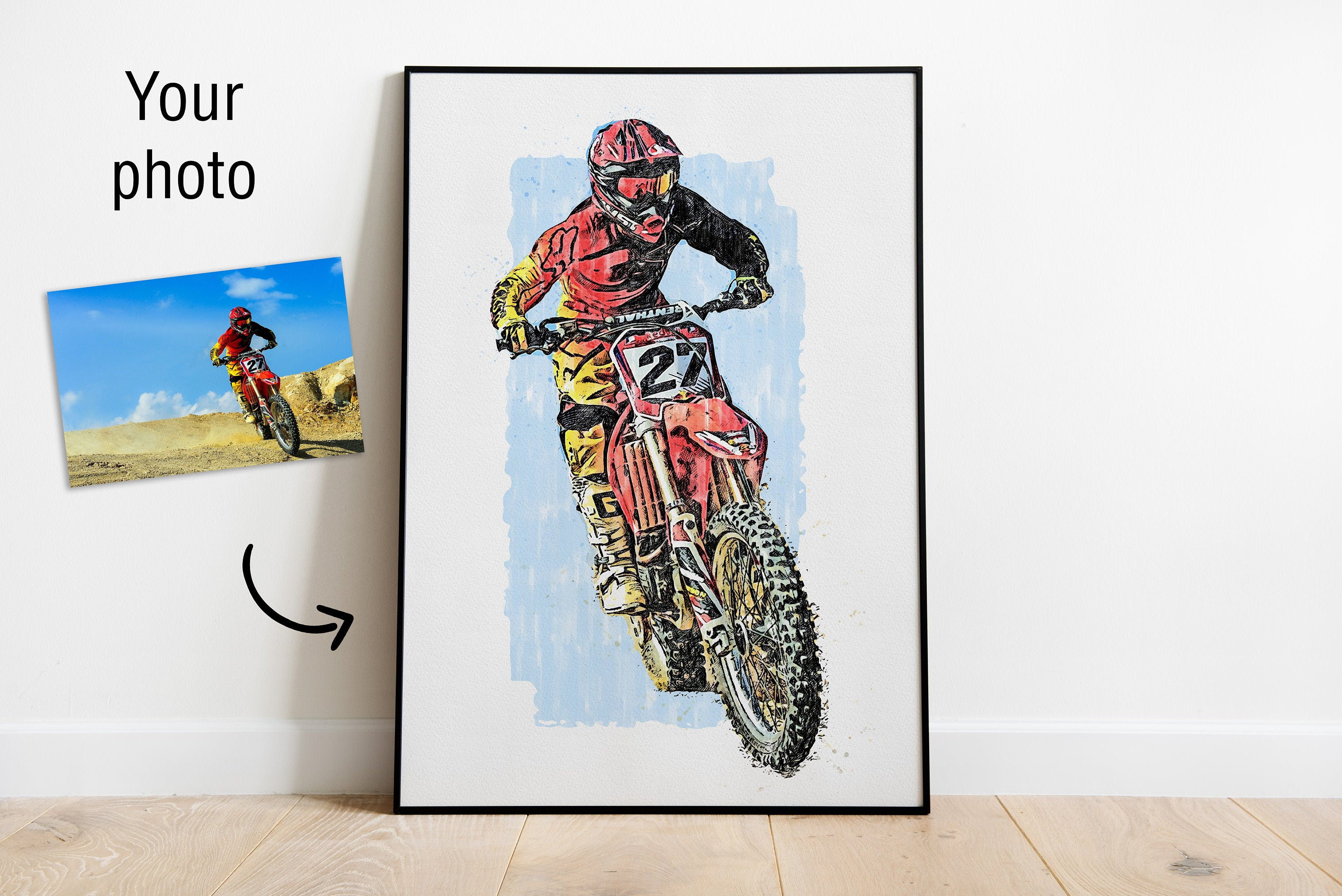 Custom Motocross Sketch Digital Painting From Your Photo photo