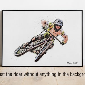 Custom MTB Sketch Digital Painting from Your Photo Custom Mountain Biker Poster or Canvas Mountain Bike Art Gift Rider's Lair image 6