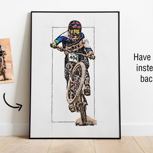 Custom MTB Sketch Digital Painting from Your Photo Custom Mountain Biker Poster or Canvas Mountain Bike Art Gift Rider's Lair image 4