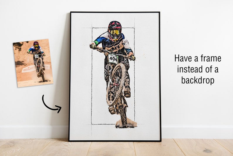 Custom MTB Sketch Digital Painting from Your Photo Custom Mountain Biker Poster or Canvas Mountain Bike Art Gift Rider's Lair image 4