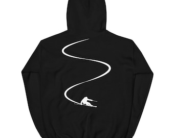Skiing Lines Unisex Hoodie | Skier Funny Gift | Ski Hooded Sweatshirt