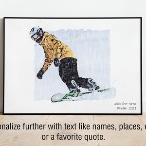 Custom Snowboard Sketch Digital Painting from Your Photo Snowboard Poster or Canvas Snowboarding Art Gift Rider's Lair image 7