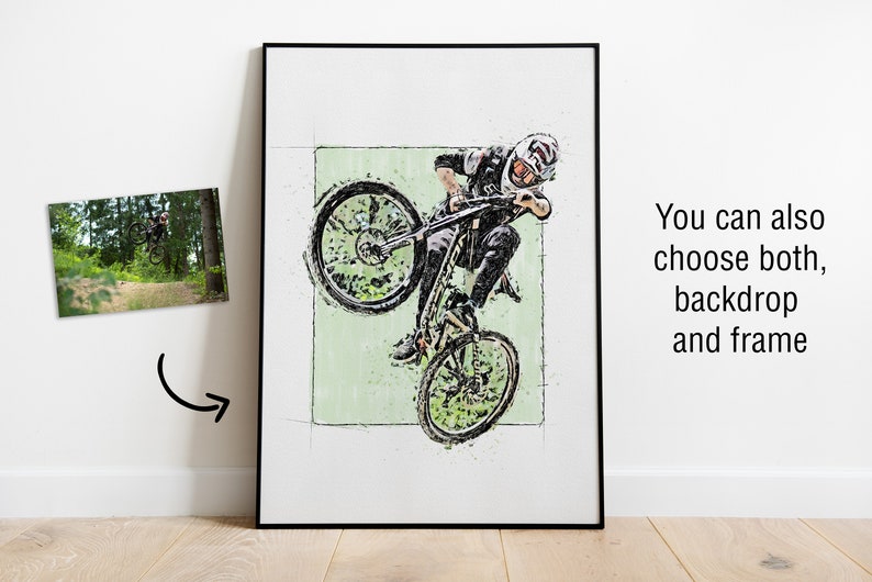 Custom MTB Sketch Digital Painting from Your Photo Custom Mountain Biker Poster or Canvas Mountain Bike Art Gift Rider's Lair image 5