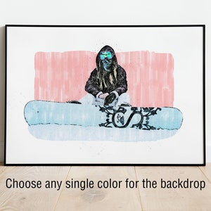 Custom Snowboard Sketch Digital Painting from Your Photo Snowboard Poster or Canvas Snowboarding Art Gift Rider's Lair image 2