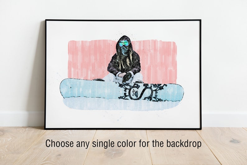 Custom Snowboard Sketch Digital Painting from Your Photo Snowboard Poster or Canvas Snowboarding Art Gift Rider's Lair image 2