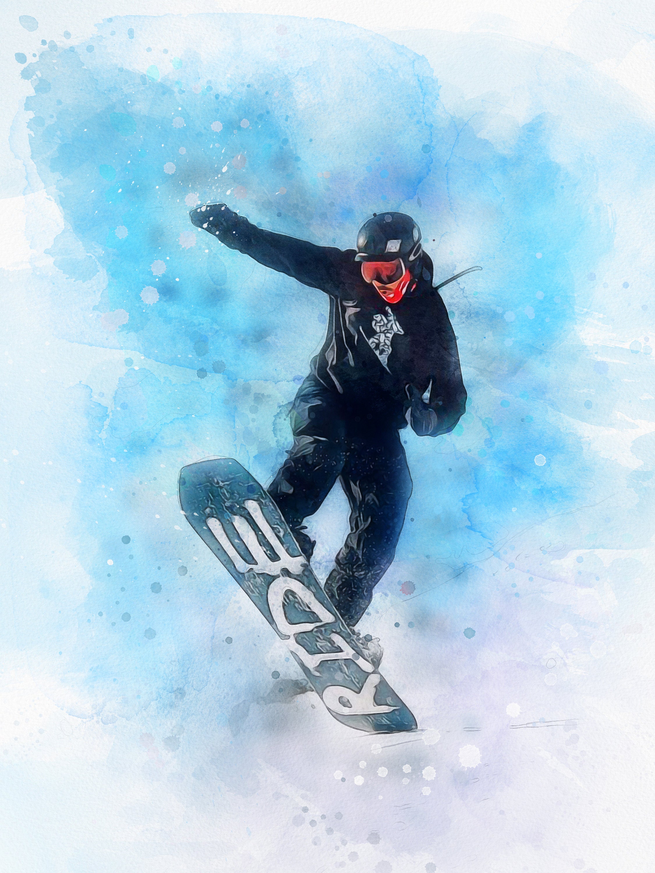 Custom Snowboard Watercolor Digital Painting From Your Photo Etsy