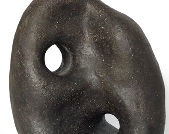 Artistic Black Unique Ceramic Sculpture Urn for Cremation Ashes "Symbiosis 02" Medium Size