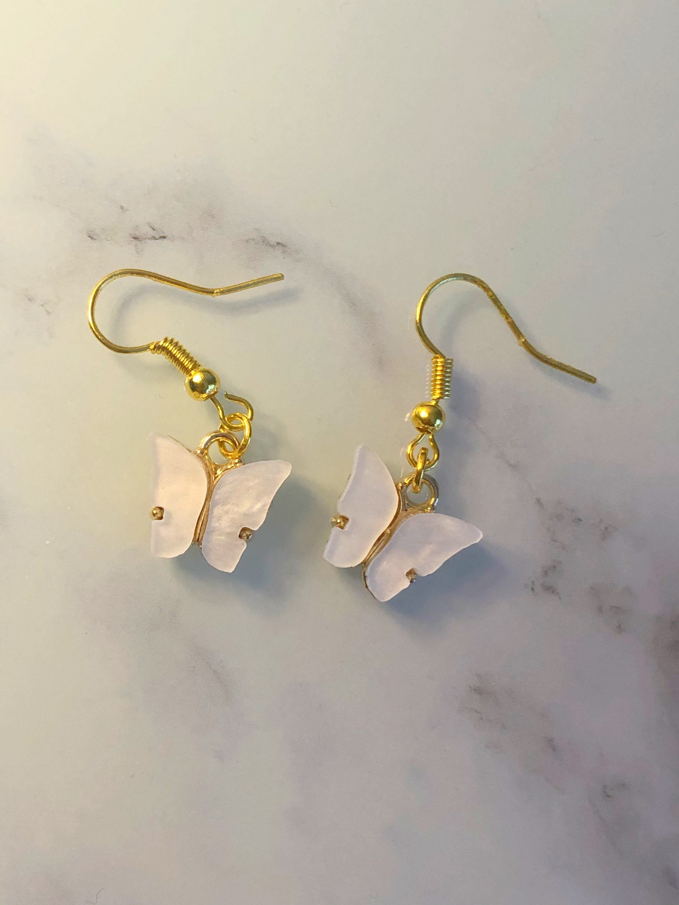 White Butterfly Earrings Etsy
