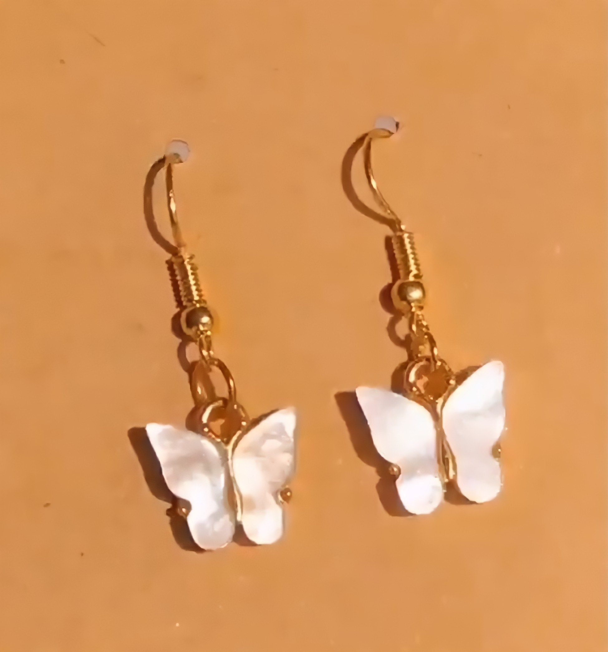 White Butterfly Earrings Etsy