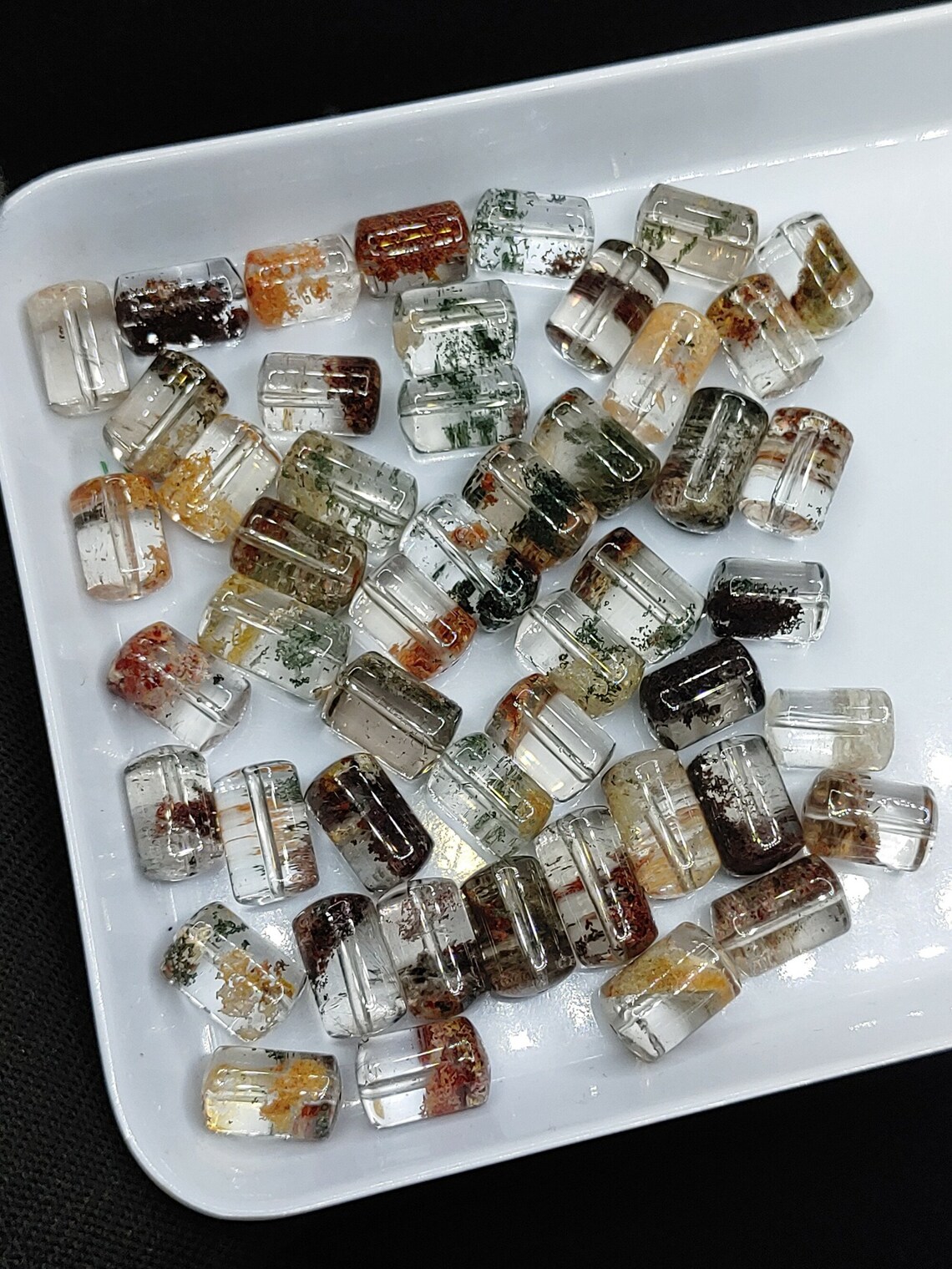 Garden Quartz Cylinder Beads Scenic Quartz Cylinder Quartz Etsy