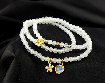 Palygon Moonstone Beaded Bracelet Mix With 10k Golden Charm