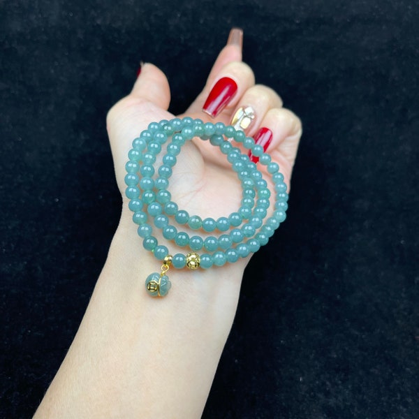 Type A Turquoise Jade Gift For Mom For Mom On International Woman Day, Type AAA High Quality Jade, Vietnamese Valuable Jade Bracelet For Mom