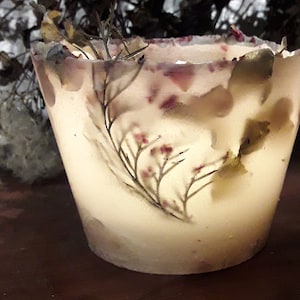 Lantern tealight made of wax with damask rose and real fragrance