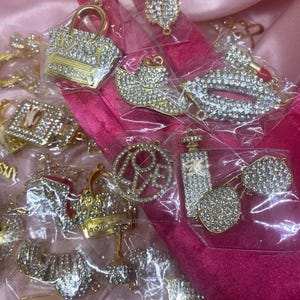 Gold Rhinestone charms For bangle making Diy phone cases flowers purses shoes perfume accessories