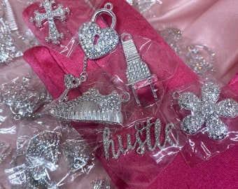 Silver rhinestone charms for bangle making diy phone cases shoes purses flowers perfume accessories
