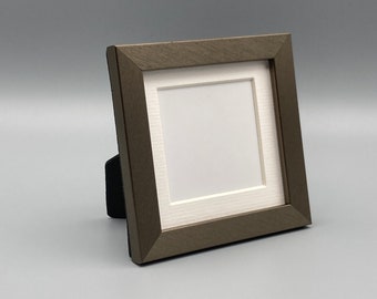Dark Bronze Picture Frame • 3"x 3" • Includes Mat with 2" x 2" Opening • Square Photo Frame • Mini Artwork • Gift • School Pictures • Brown