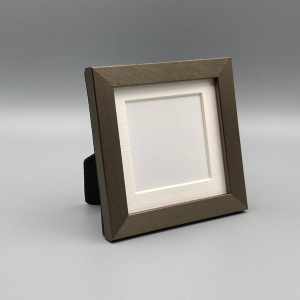 Dark Bronze Picture Frame • 3"x 3" • Includes Mat with 2" x 2" Opening • Square Photo Frame • Mini Artwork • Gift • School Pictures • Brown