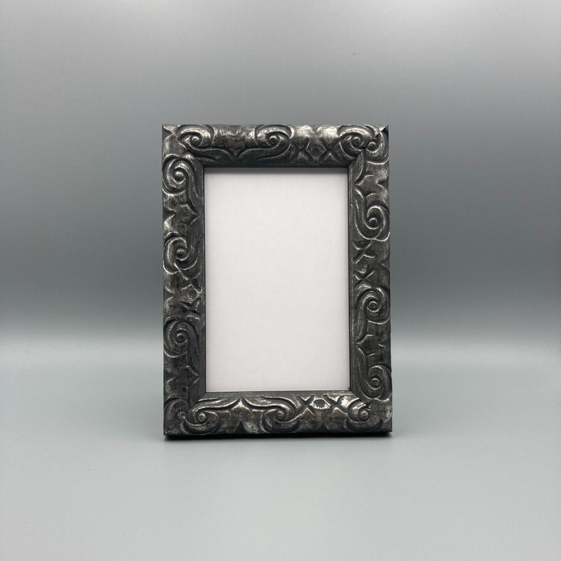 Silver and Black Picture Frame 4x 6 Photo Frame Traditional Ornate Portraits Miniature Artwork Additional Common Sizes image 2