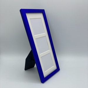 Blue Picture Frame • 3-Opening 3.5 x 9 Collage Frame • Three 2 x2” Mat Openings • Additional Colors Available • Reception Gift • Party Favor