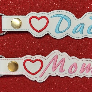 In The Hoop Key Fob, Mom Keyring, Dad Keychain, Key Fob Embroidery, Snap Tab Embroidery, Keychain Digital File, Mothers Day Embroidery