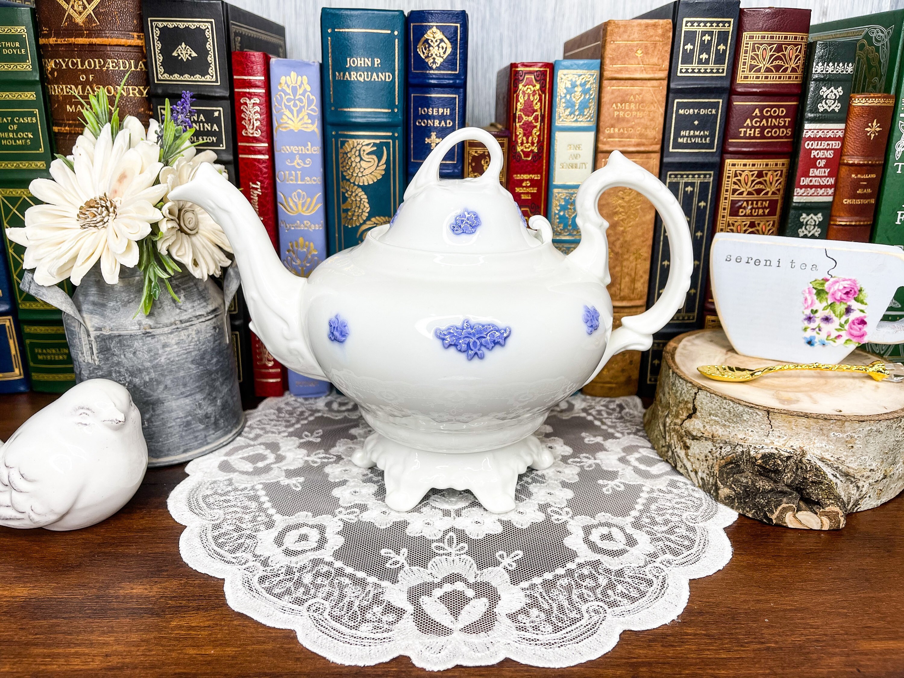 Very RARE Adderley Teapot Blue Chelsea Style White Etsy