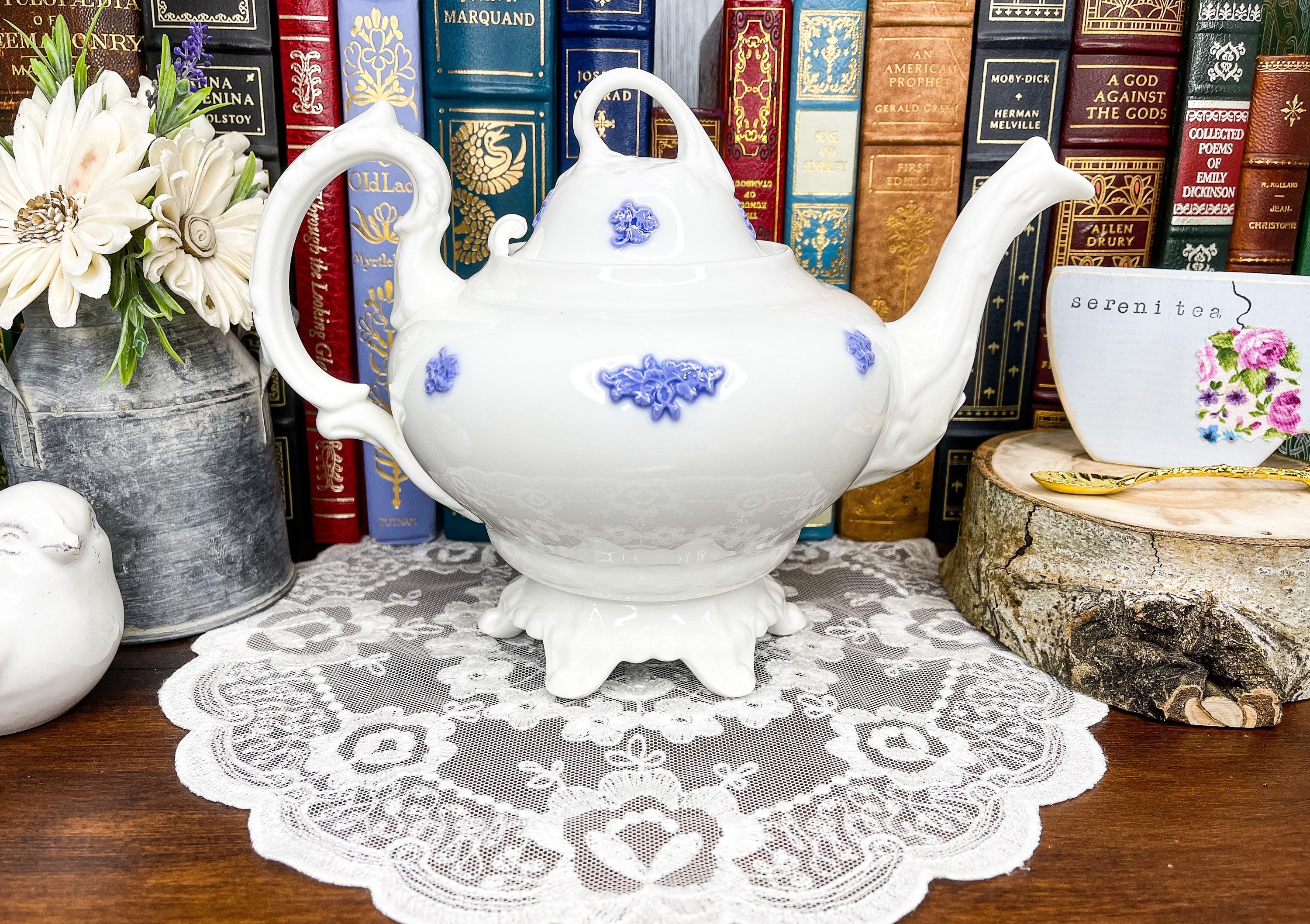 Very RARE Adderley Teapot Blue Chelsea Style White Etsy