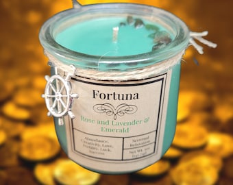 Italian Intention Candle - Rose and Lavender - Fortuna - Soy Wax Candle for Luck, Fertility, Prosperity, Abundance