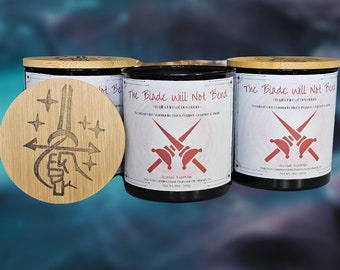 The Blade will not Bend - Wyll Inspired Baldur's Gate 3 Candle - Soy Wax with a Masculine Scent - Folk Hero