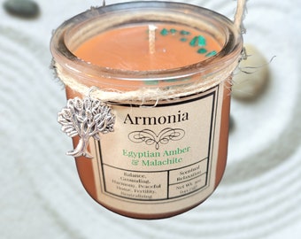 Italian Intention Candle - Egyptian Amber - Armonia - Soy Wax Candle for Balance, Grounding, Harmony, Fertility