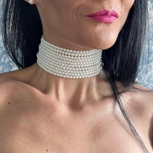 Gargantilha larga de pérolas em camadas, acessório de casamento, joia, colar formal para eventos, elegante, pérola branca, vários fios, dourado