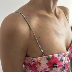 Colourful pearl dress straps, Adjustable shoulder jewellery, Body accessories, Removable spaghetti dress straps, Straps replacement
