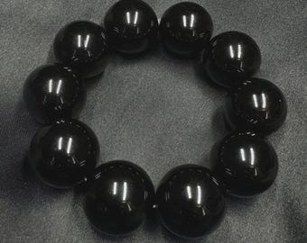 Black oversized bracelet  -Quirky jewellery - Retro black bracelet,  Large big 20mm beads bracelet, Chunky pearl bracelet, Gift for her