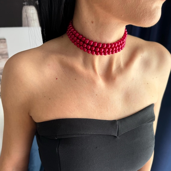 green emerald velvet dress Pearl and Opal Wedding Necklace - Simple Pearl and Opal Bridal Choker Necklace