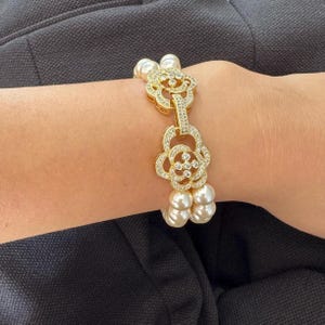 Double Strand Bracelet Costume Jewellery Bride Accessory Wedding Day Ivory Pearl Multi Layer Design Vintage Style Layered Bracelet