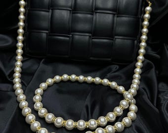 Pearl Bag Strap Replacement Chain Shoulder Accessory Purse Handle Clutch Upgrade Designer Attachment Luxury Crossbody Pearl Combination