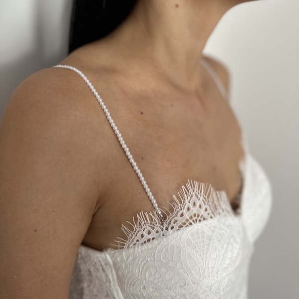 Bretelles de robe perles, petits bijoux d'épaule amovibles de 4 mm, bretelles de soutien-gorge spaghetti, accessoires de mariée glamour, bretelles pour robe de mariée