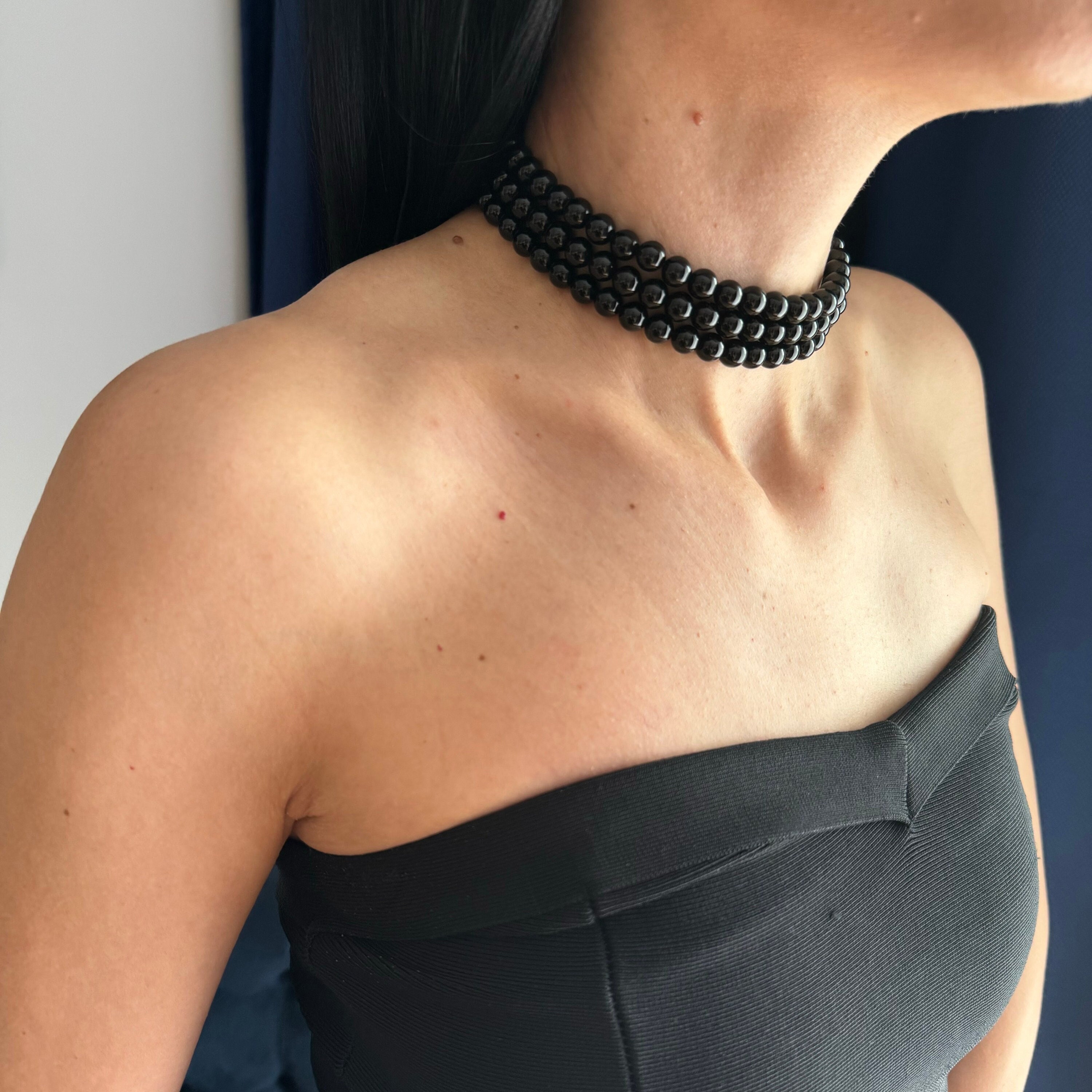 Collier Ras Du Cou Halloween Avec Strass – Perles Noires, Ajustable, Pour Femme Et Fêtes - 11