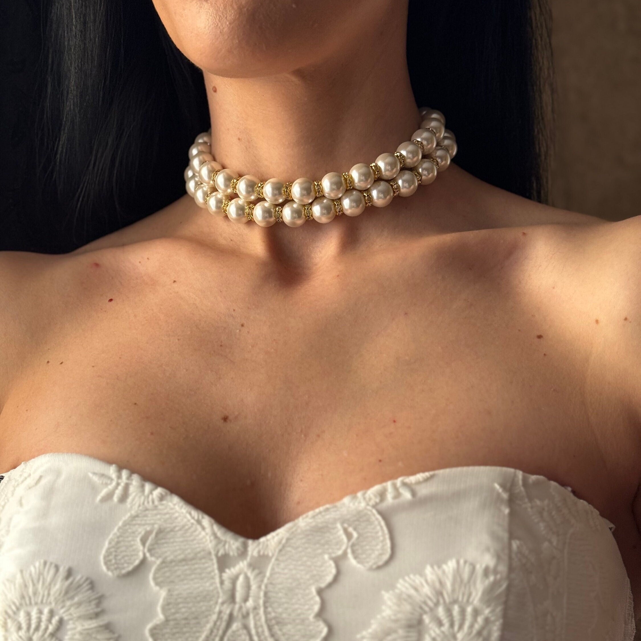 1980s Vintage Pearl choker
