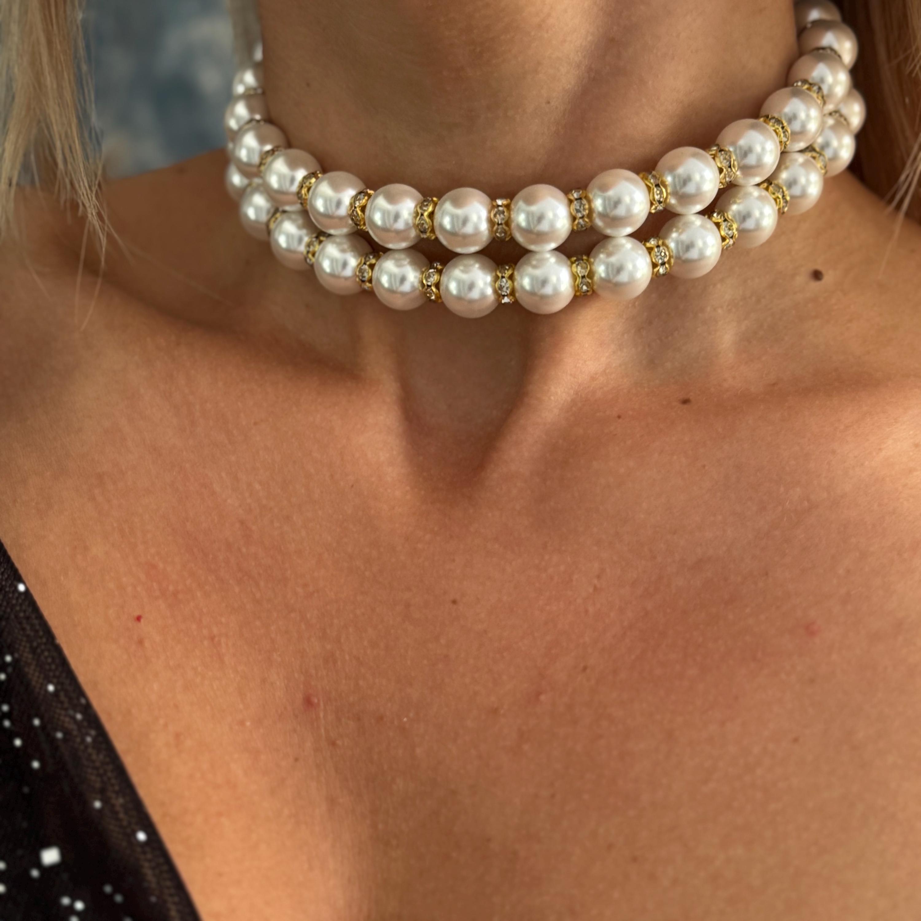 ネックレス・チョーカー Antique Pearl Necklace Vivienne Westwood GRAZIELLA Orb 2 Row Pearl Necklace Choker