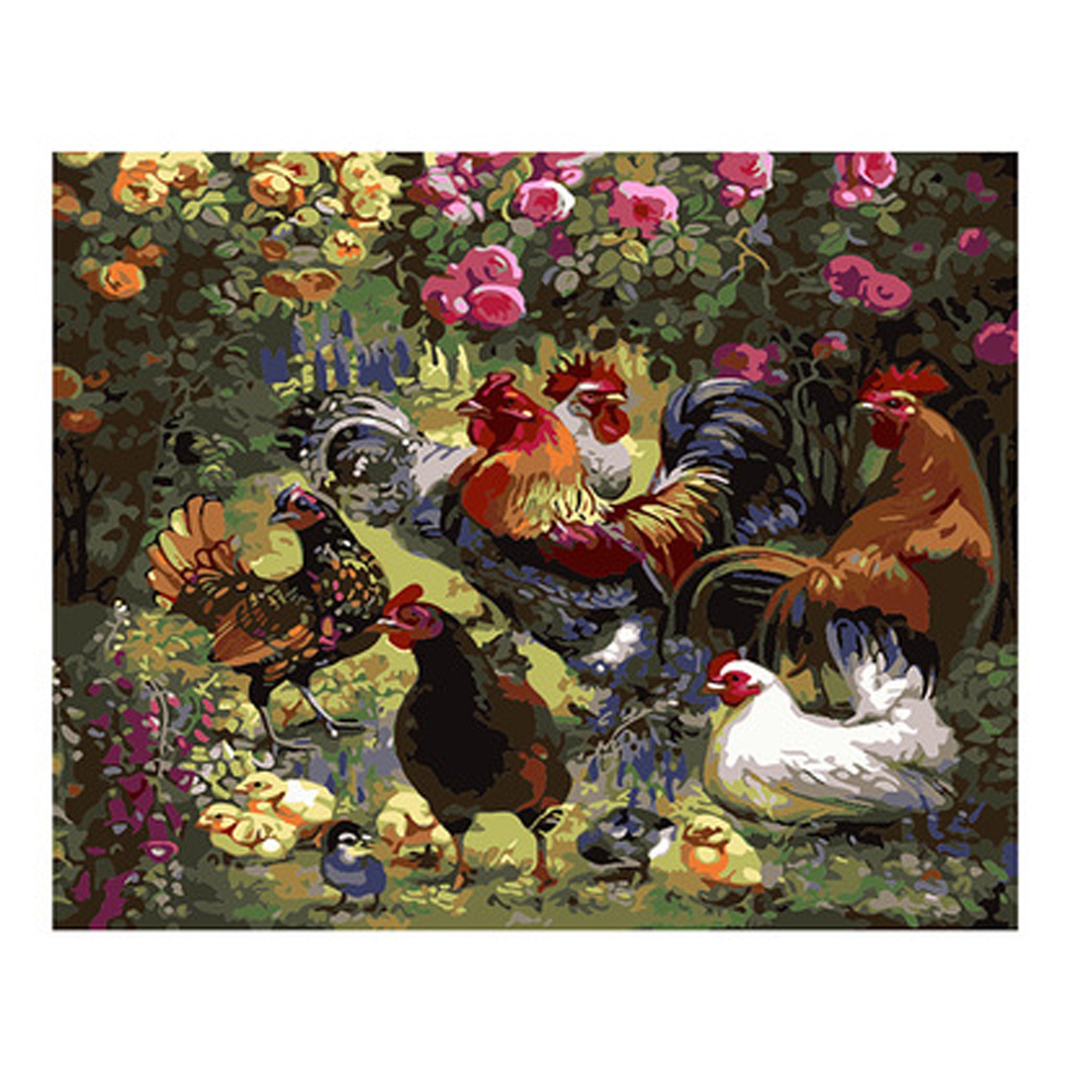 The Rooster Family Paint By Numbers Kit DIY Without Frame Etsy