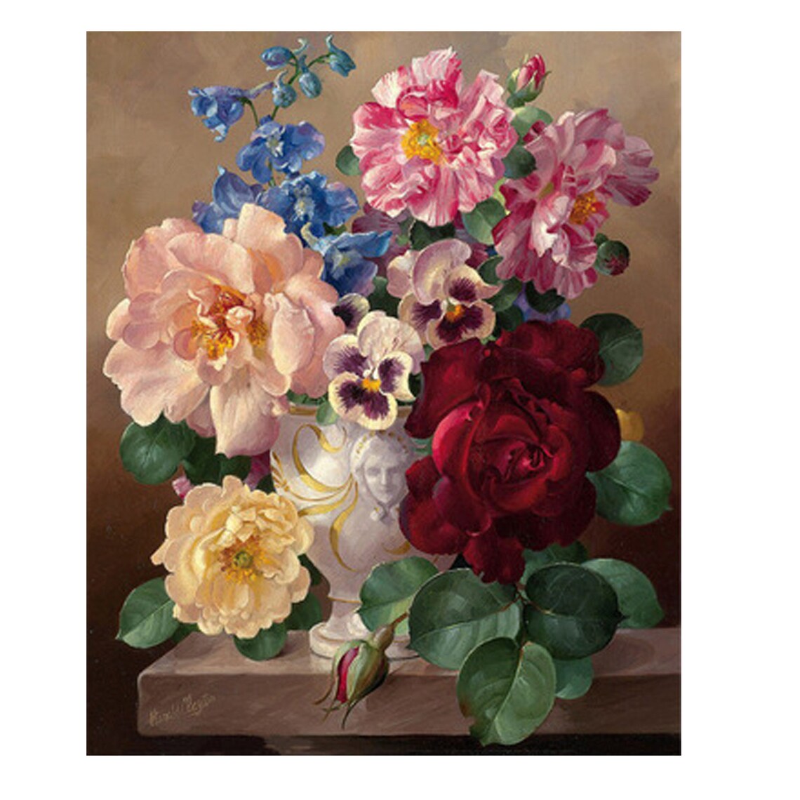 Vintage Rose Paint By Numbers Kit DIY Without FrameAdult Etsy