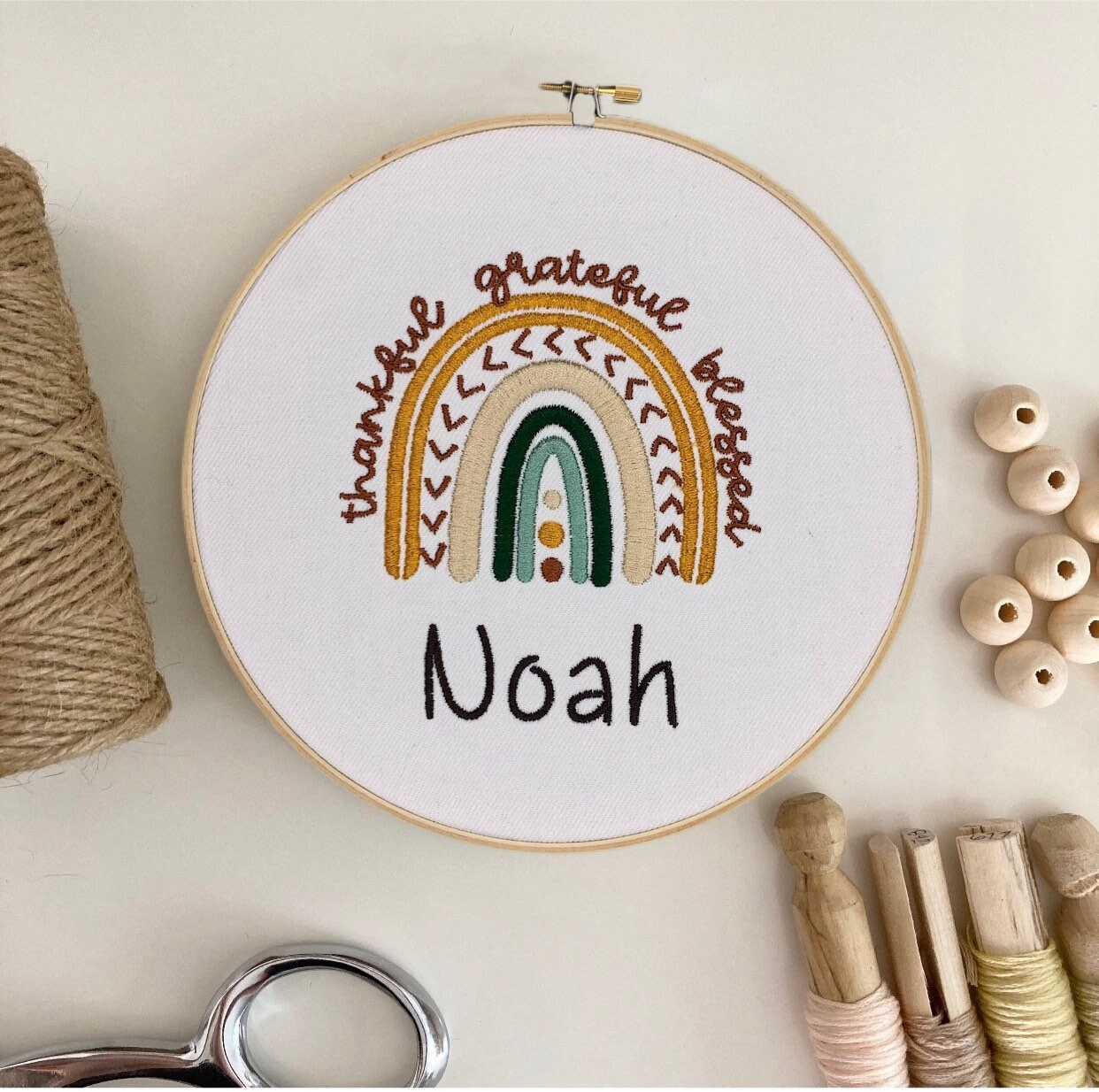 Baby Name Embroidery Hoop Rainbow baby Baby Announcement Etsy