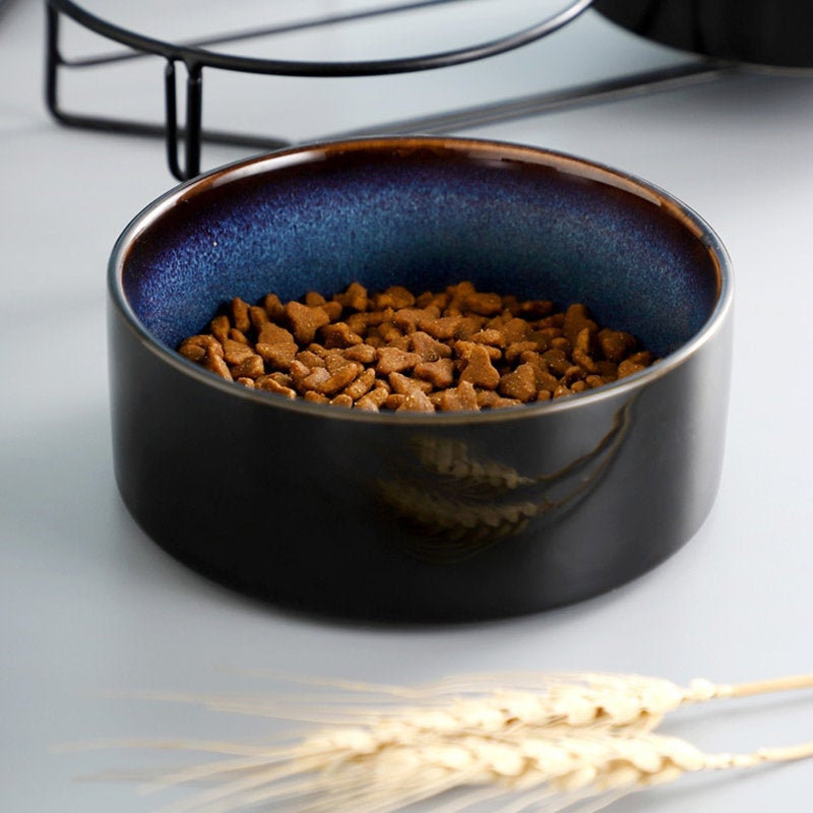 Ceramic Pet Bowls With Metal Stand Dog Bowlcat Bowlfeed Etsy Australia