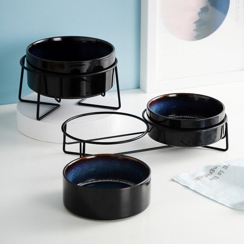 Ceramic Pet Bowls With Metal Stand Dog Bowlcat Bowlfeed Etsy Australia