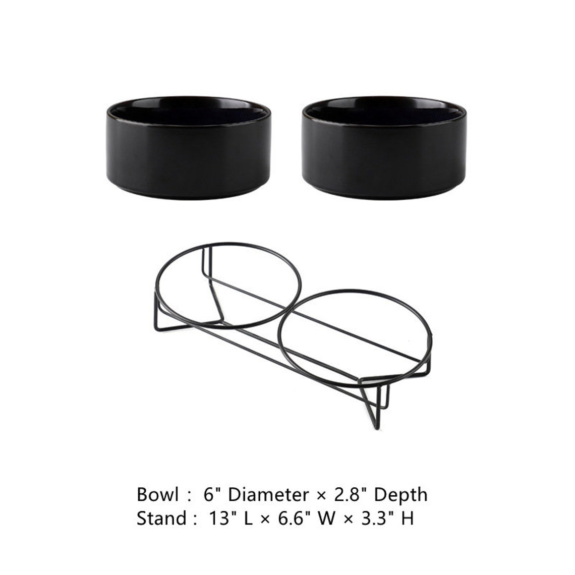 Ceramic Pet Bowls With Metal Stand Dog Bowlcat Bowlfeed Etsy