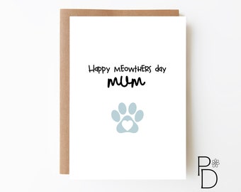 CARTE pour MAMAN CHAT - Carte pour la fête des Mères + Carte chat pour maman + Carte pour bébé en fourrure + Carte pour maman + Option de téléchargement numérique + Jolie carte pour maman