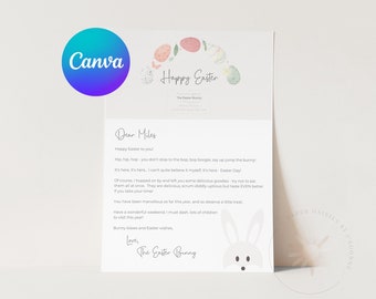 Personalised Editable Letter From The Easter Bunny - INSTANT DOWNLOAD + Printable Kid&#39;s Easter Template + DIY Print At Home +  Digital File